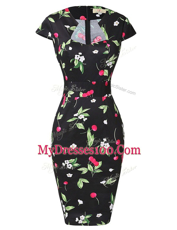 Multi-color Zipper Homecoming Dress Pattern Cap Sleeves Knee Length