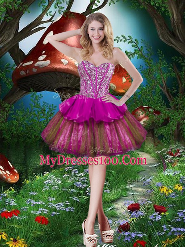 Multi-color Sleeveless Beading and Ruffled Layers and Sequins Floor Length Quinceanera Dress