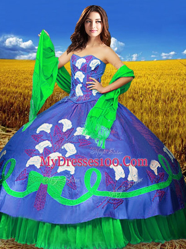 Hot Selling Multi-color Quinceanera Gowns Military Ball and Sweet 16 and Quinceanera with Embroidery Sweetheart Sleeveless Lace Up