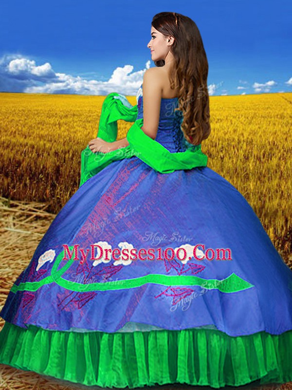 Hot Selling Multi-color Quinceanera Gowns Military Ball and Sweet 16 and Quinceanera with Embroidery Sweetheart Sleeveless Lace Up