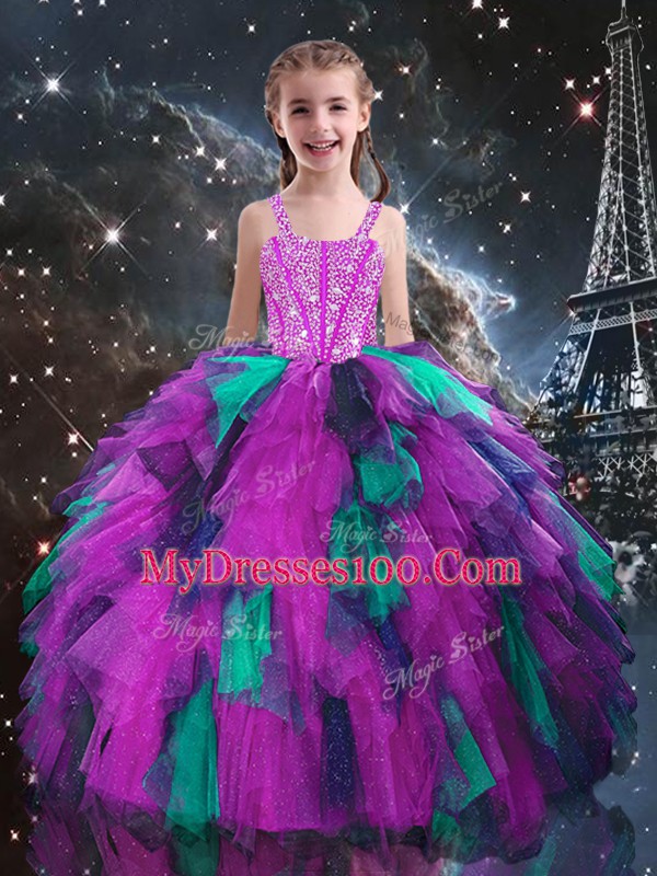 Floor Length Multi-color Quince Ball Gowns Sweetheart Sleeveless Lace Up