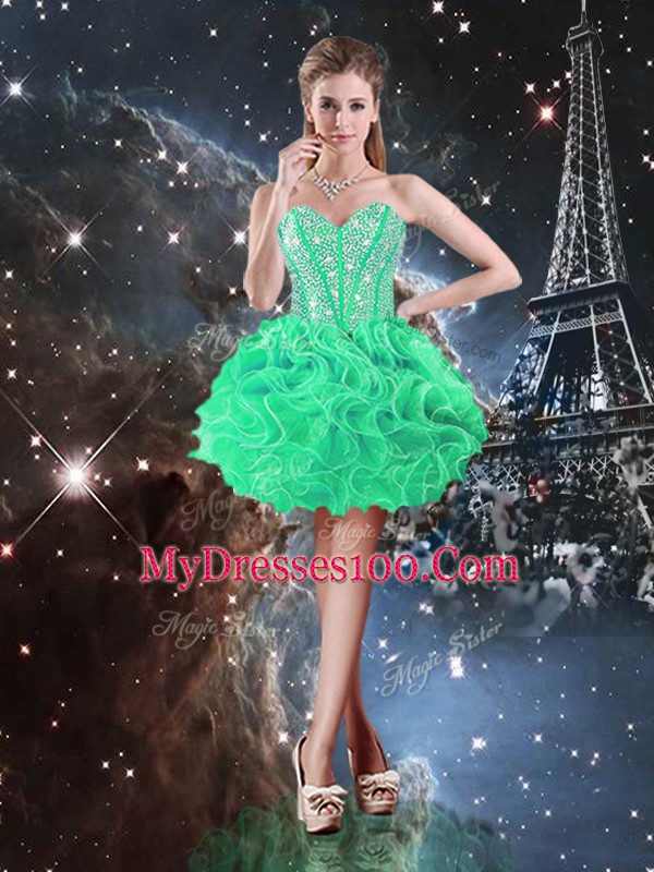 Fantastic Ball Gowns Ball Gown Prom Dress Green Sweetheart Organza Sleeveless Floor Length Lace Up