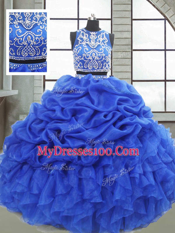Vintage Sleeveless Zipper Floor Length Beading and Ruffles and Pick Ups Sweet 16 Dresses