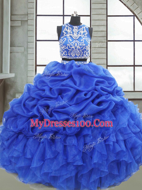 Vintage Sleeveless Zipper Floor Length Beading and Ruffles and Pick Ups Sweet 16 Dresses