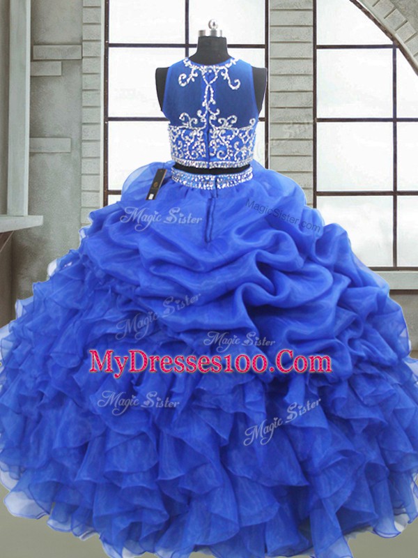 Vintage Sleeveless Zipper Floor Length Beading and Ruffles and Pick Ups Sweet 16 Dresses
