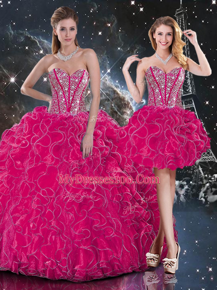 Sleeveless Lace Up Floor Length Beading and Ruffles Sweet 16 Dresses