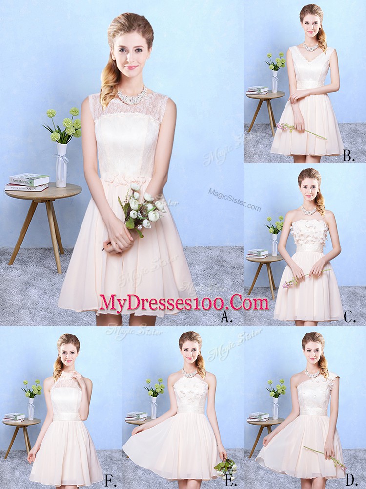 Popular One Shoulder Sleeveless Chiffon Quinceanera Court of Honor Dress Lace Lace Up