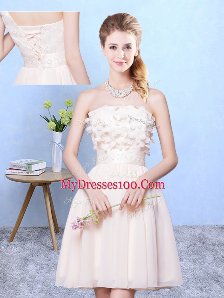 Popular One Shoulder Sleeveless Chiffon Quinceanera Court of Honor Dress Lace Lace Up