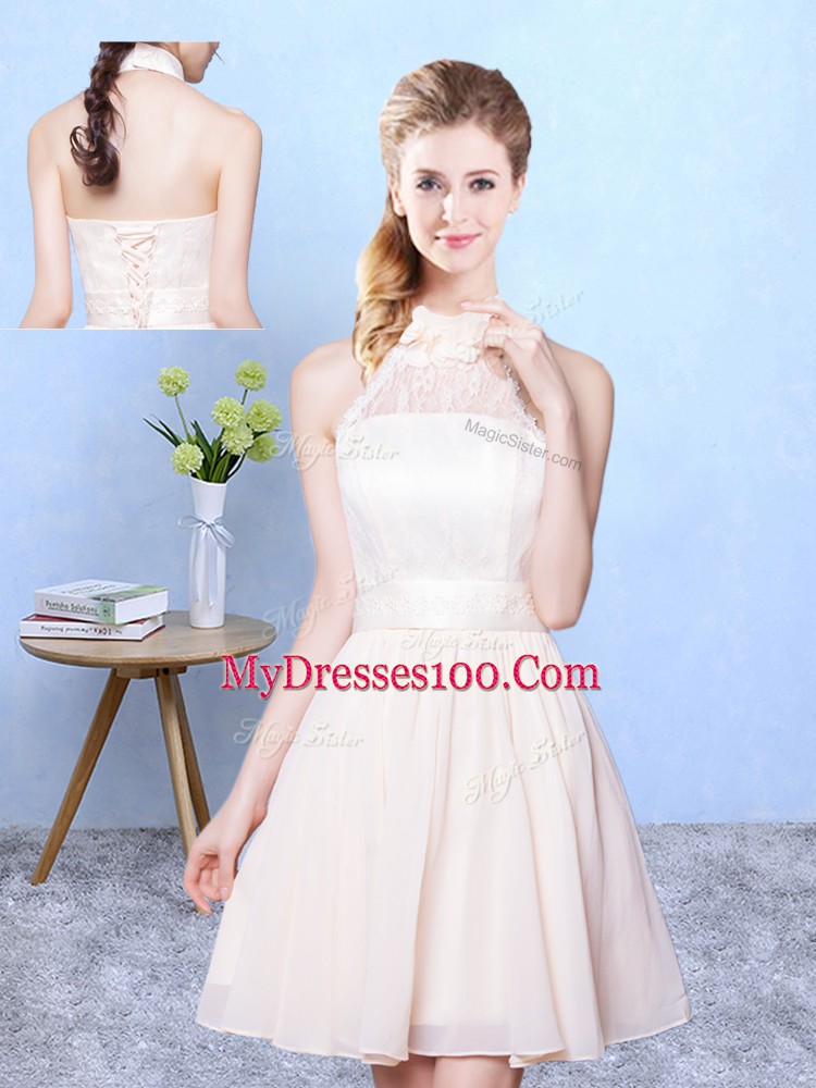 Popular One Shoulder Sleeveless Chiffon Quinceanera Court of Honor Dress Lace Lace Up