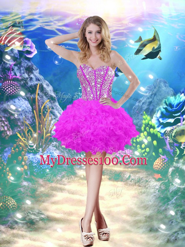 Sleeveless Beading and Ruffles Lace Up Sweet 16 Dress