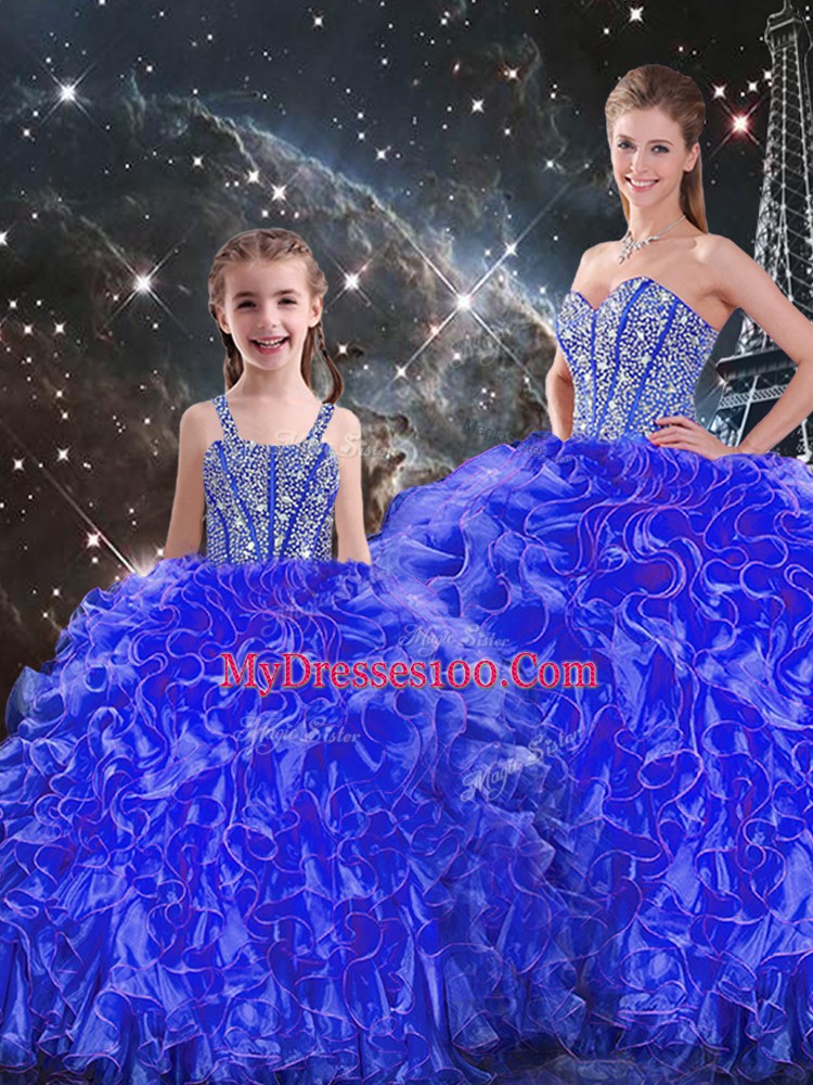 Hot Sale Sleeveless Beading and Ruffles Lace Up Quinceanera Dress