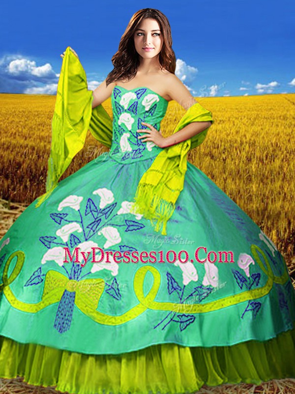 Most Popular Ball Gowns Quince Ball Gowns Multi-color Sweetheart Taffeta Sleeveless Floor Length Lace Up