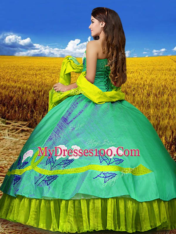 Most Popular Ball Gowns Quince Ball Gowns Multi-color Sweetheart Taffeta Sleeveless Floor Length Lace Up