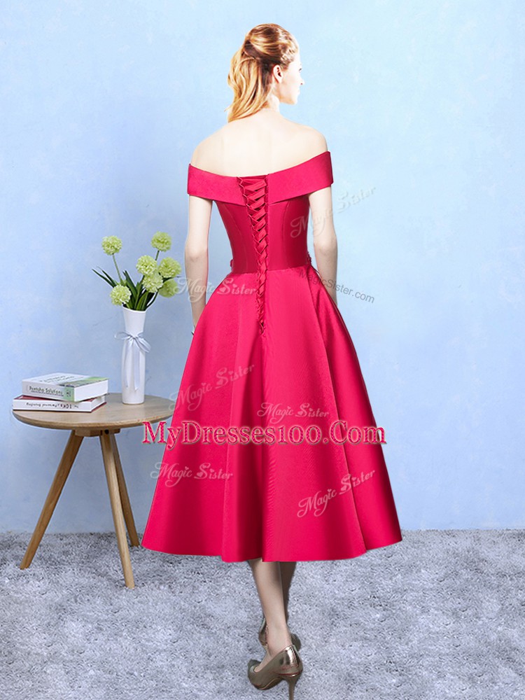 Artistic Wine Red Off The Shoulder Lace Up Appliques Court Dresses for Sweet 16 Cap Sleeves