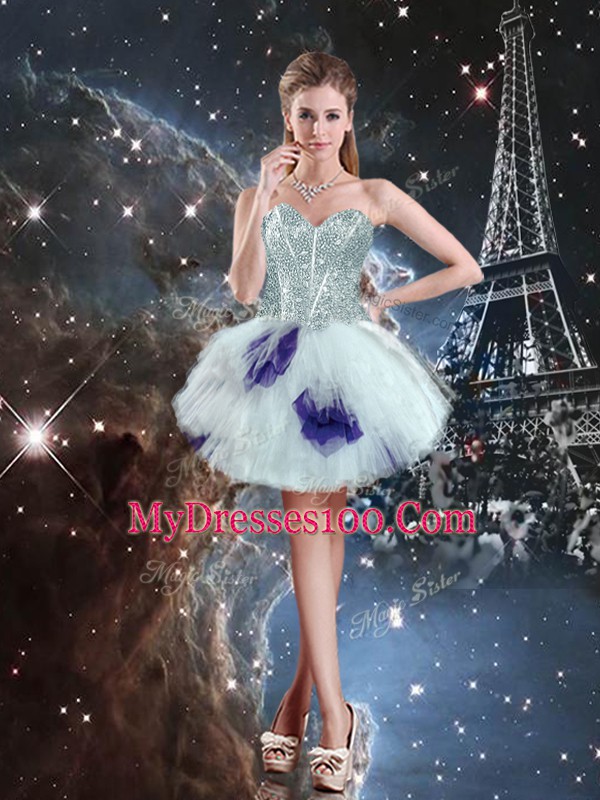Multi-color Sweetheart Lace Up Beading and Ruffled Layers and Sequins Quinceanera Dress Sleeveless