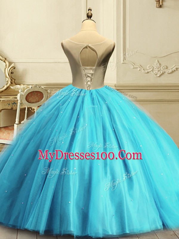 On Sale Sleeveless Appliques and Sequins Lace Up Sweet 16 Dresses