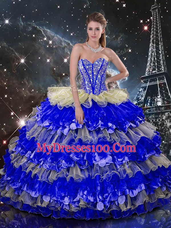 Floor Length Ball Gowns Sleeveless Multi-color Sweet 16 Dresses Lace Up