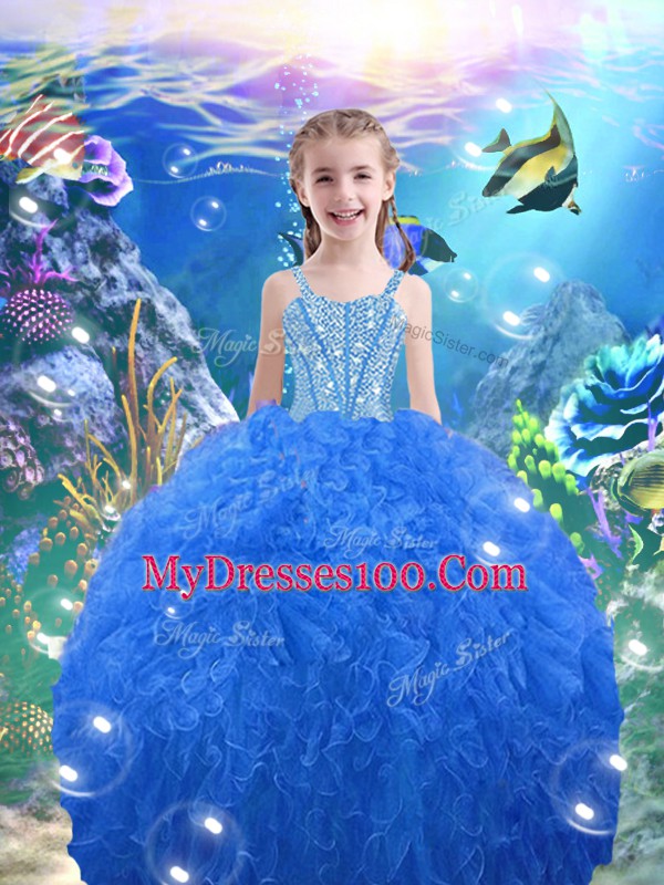 Extravagant Floor Length Blue Quince Ball Gowns Sweetheart Sleeveless Lace Up
