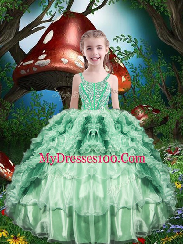 Cute Multi-color Lace Up Sweetheart Beading and Ruffles and Ruffled Layers Ball Gown Prom Dress Organza Sleeveless