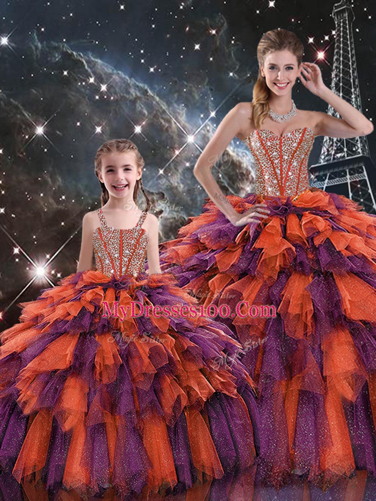 Perfect Floor Length Multi-color Ball Gown Prom Dress Sweetheart Sleeveless Lace Up