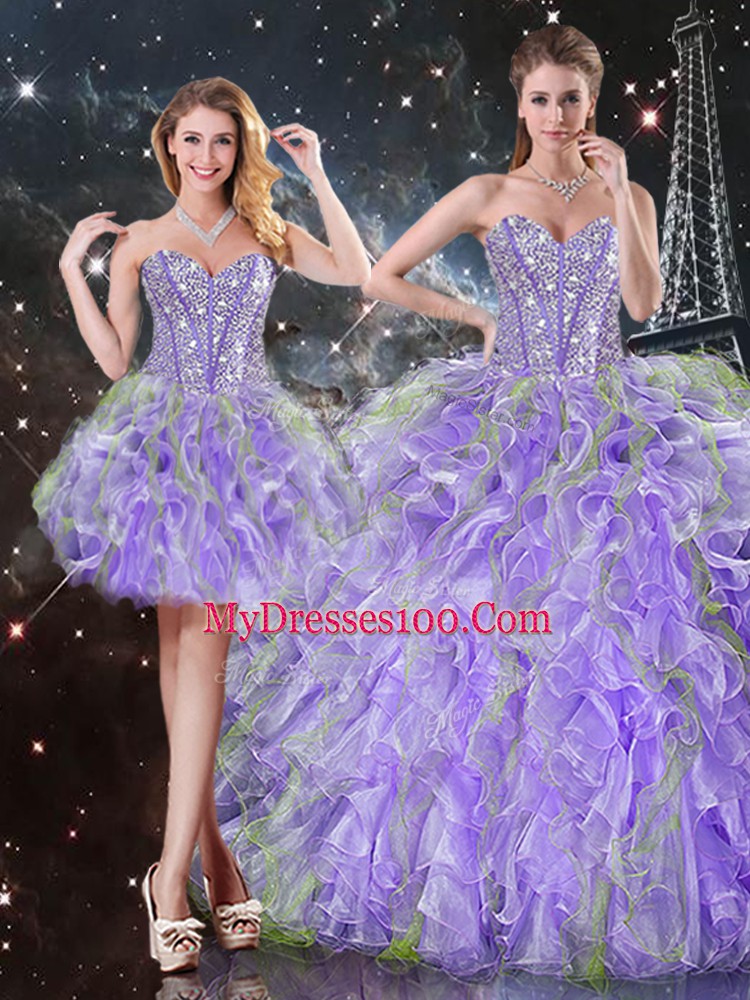 Clearance Floor Length Ball Gowns Sleeveless Lavender Vestidos de Quinceanera Lace Up