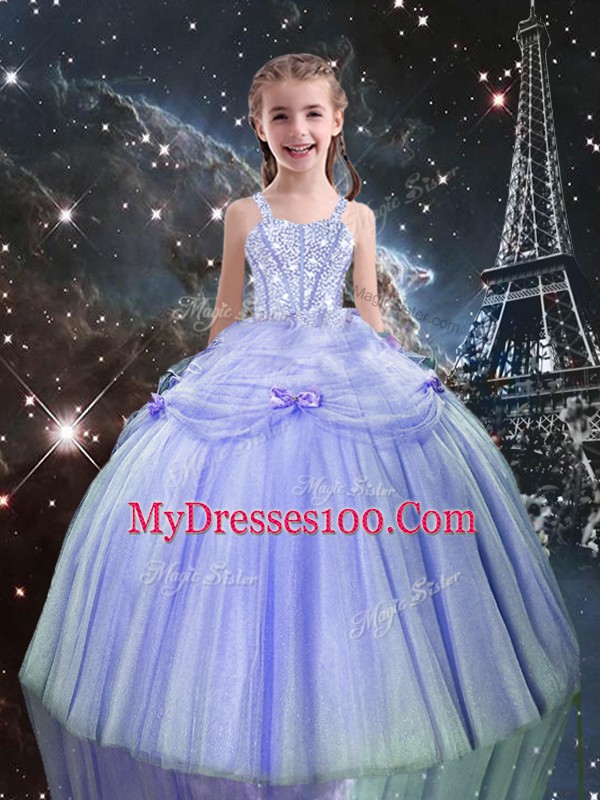 Lavender Sleeveless Tulle Lace Up 15th Birthday Dress for Military Ball and Sweet 16 and Quinceanera