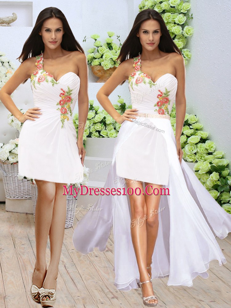 Customized Sleeveless Appliques Zipper Prom Dress