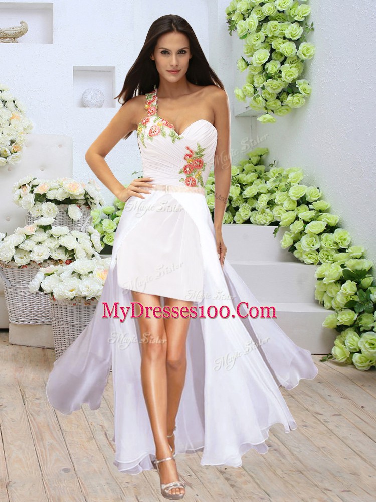 Customized Sleeveless Appliques Zipper Prom Dress