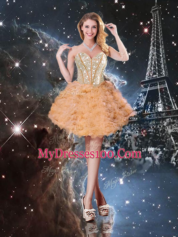 Romantic Floor Length Lace Up Ball Gown Prom Dress Orange for Military Ball and Sweet 16 and Quinceanera with Beading and Ruffled Layers
