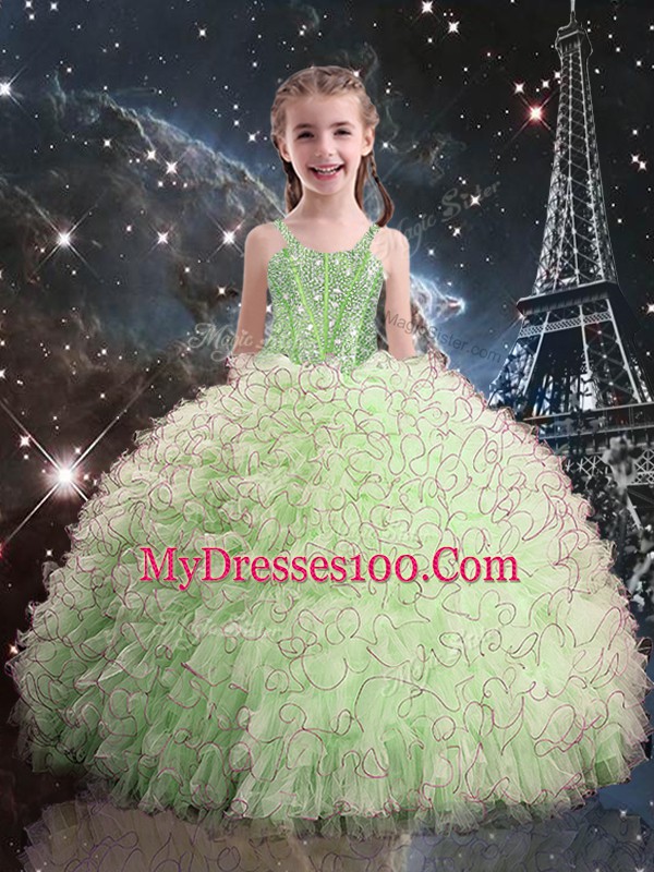 Sumptuous Lace Up Sweetheart Beading and Ruffles Sweet 16 Dress Organza Sleeveless