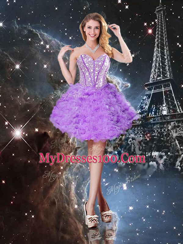 Romantic Ball Gowns Vestidos de Quinceanera Lavender Sweetheart Organza Sleeveless Floor Length Lace Up