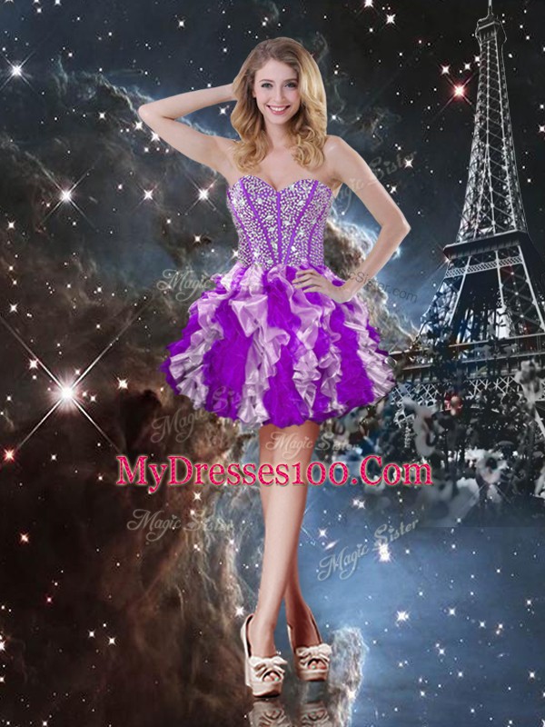 Low Price Multi-color Sweetheart Lace Up Beading and Ruffles Sweet 16 Dress Sleeveless