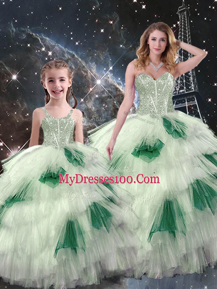 Flare Ball Gowns Vestidos de Quinceanera Multi-color Sweetheart Organza Sleeveless Floor Length Lace Up