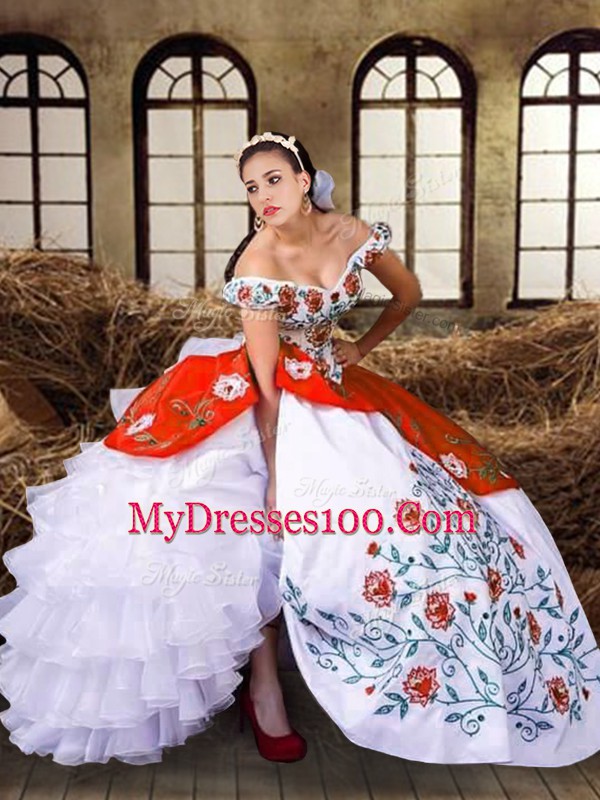 Edgy Off The Shoulder Sleeveless Lace Up Quinceanera Gown Multi-color Taffeta