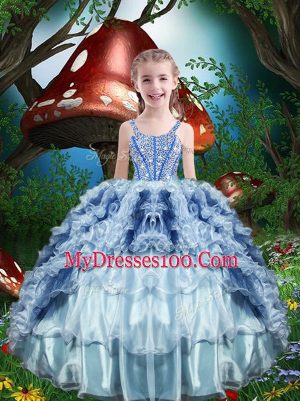 Elegant Multi-color Ball Gowns Organza Sweetheart Sleeveless Beading and Ruffles and Ruffled Layers Floor Length Lace Up Vestidos de Quinceanera