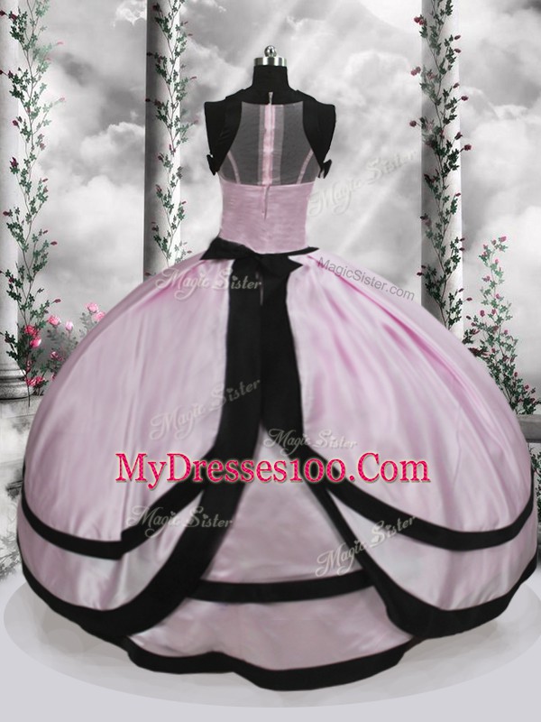 Delicate Pink Sleeveless Taffeta Zipper Sweet 16 Dress for Military Ball and Sweet 16 and Quinceanera