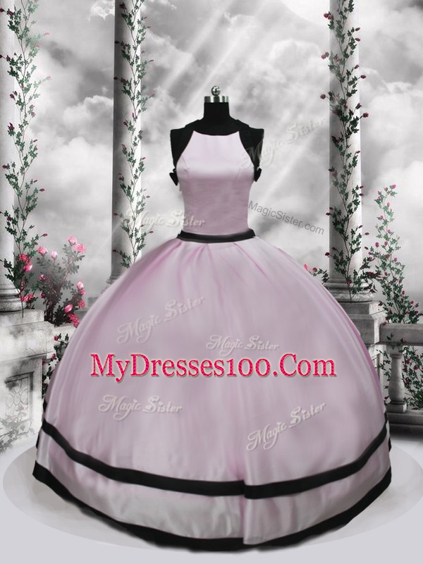 Delicate Pink Sleeveless Taffeta Zipper Sweet 16 Dress for Military Ball and Sweet 16 and Quinceanera