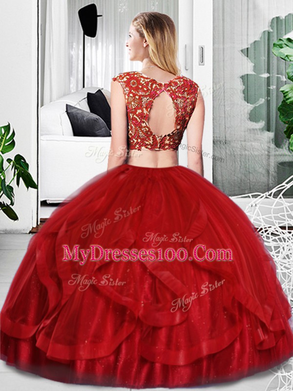 Top Selling Scoop Sleeveless Zipper Quinceanera Dress Purple Tulle