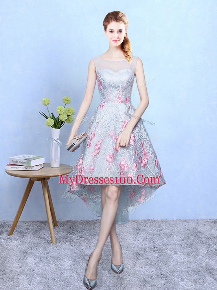 Discount Multi-color Organza Zipper Dama Dress for Quinceanera Sleeveless High Low Embroidery