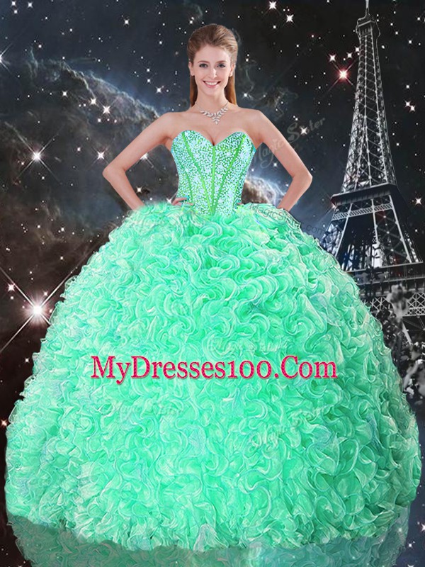 Graceful Three Pieces 15th Birthday Dress Apple Green Sweetheart Organza Sleeveless Floor Length Lace Up
