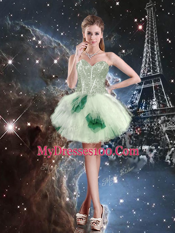 Multi-color Three Pieces Beading and Ruffled Layers and Sequins Quinceanera Dress Lace Up Tulle Sleeveless Floor Length