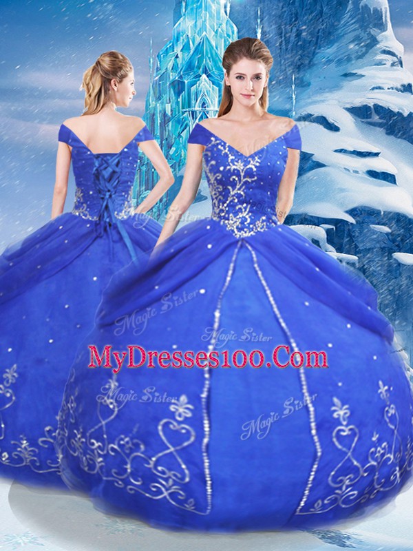 Short Sleeves Lace Up Floor Length Appliques Quinceanera Gowns