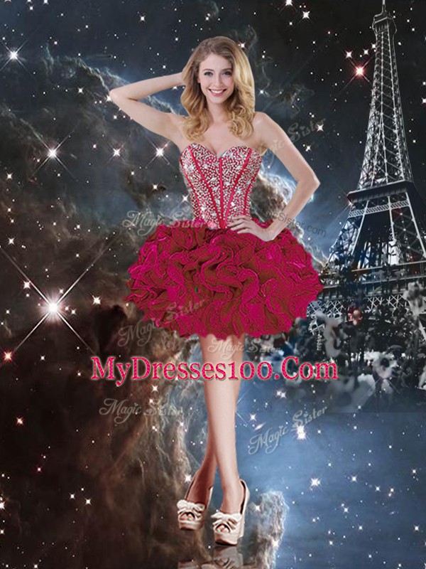 Burgundy Lace Up Sweet 16 Dresses Beading and Ruffles Sleeveless Floor Length
