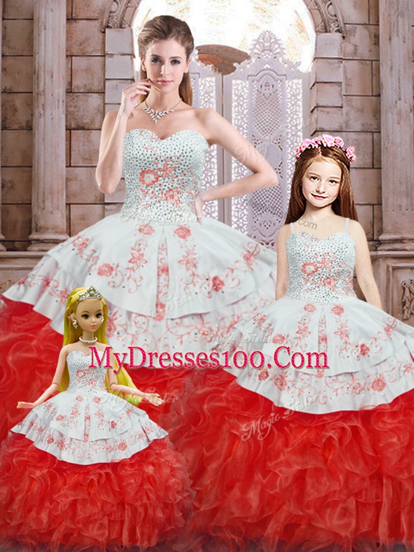 Sleeveless Beading and Appliques and Ruffles Lace Up Quinceanera Dresses