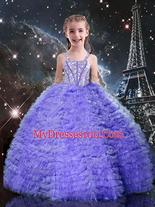 Lavender Sleeveless Tulle Lace Up Quinceanera Gowns for Military Ball and Sweet 16 and Quinceanera