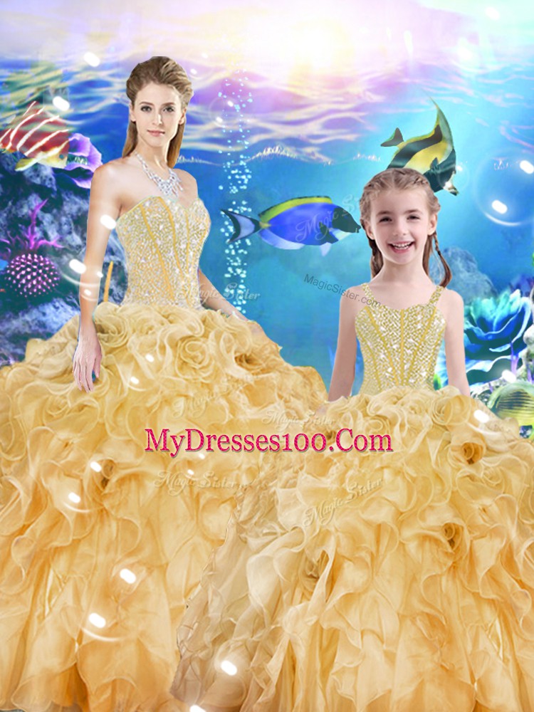 Sleeveless Beading and Ruffles Lace Up Sweet 16 Quinceanera Dress