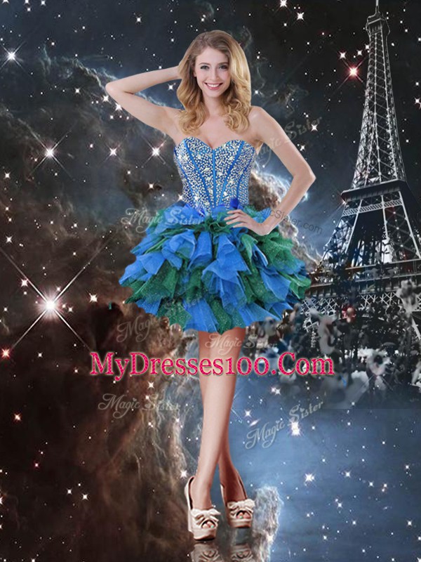 Sleeveless Lace Up Floor Length Beading and Ruffles and Ruffled Layers Quinceanera Dresses