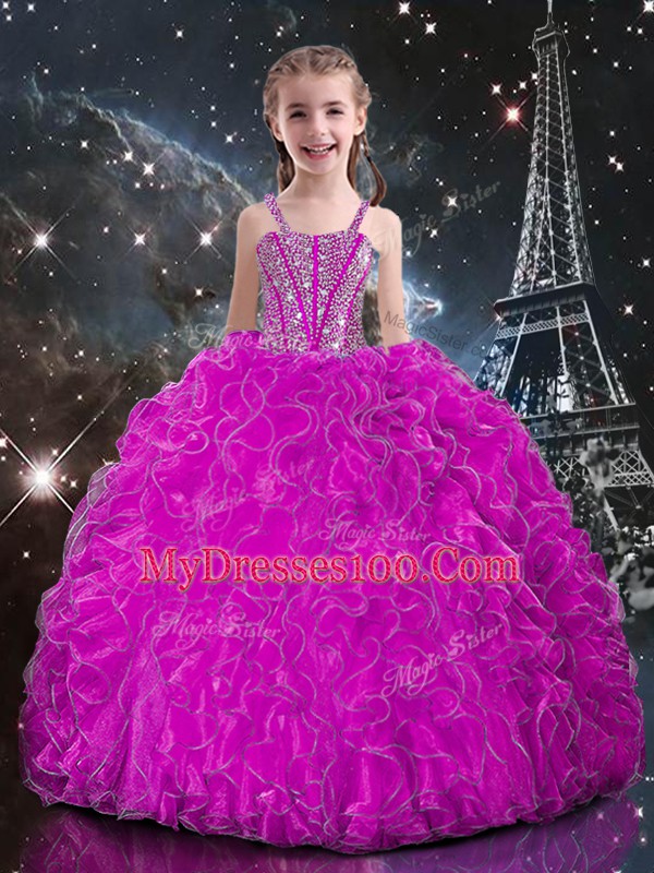 Best Selling Sleeveless Beading and Ruffles Lace Up Sweet 16 Dresses