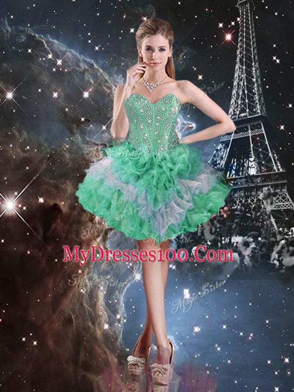 Beauteous Multi-color Sleeveless Beading and Ruffles Floor Length Sweet 16 Dress