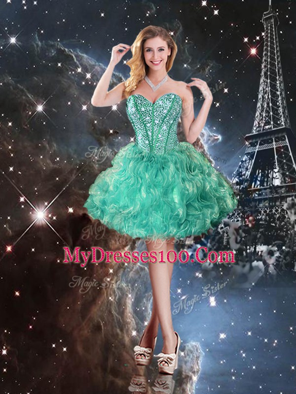 Sweetheart Sleeveless Organza 15th Birthday Dress Beading and Ruffles Lace Up